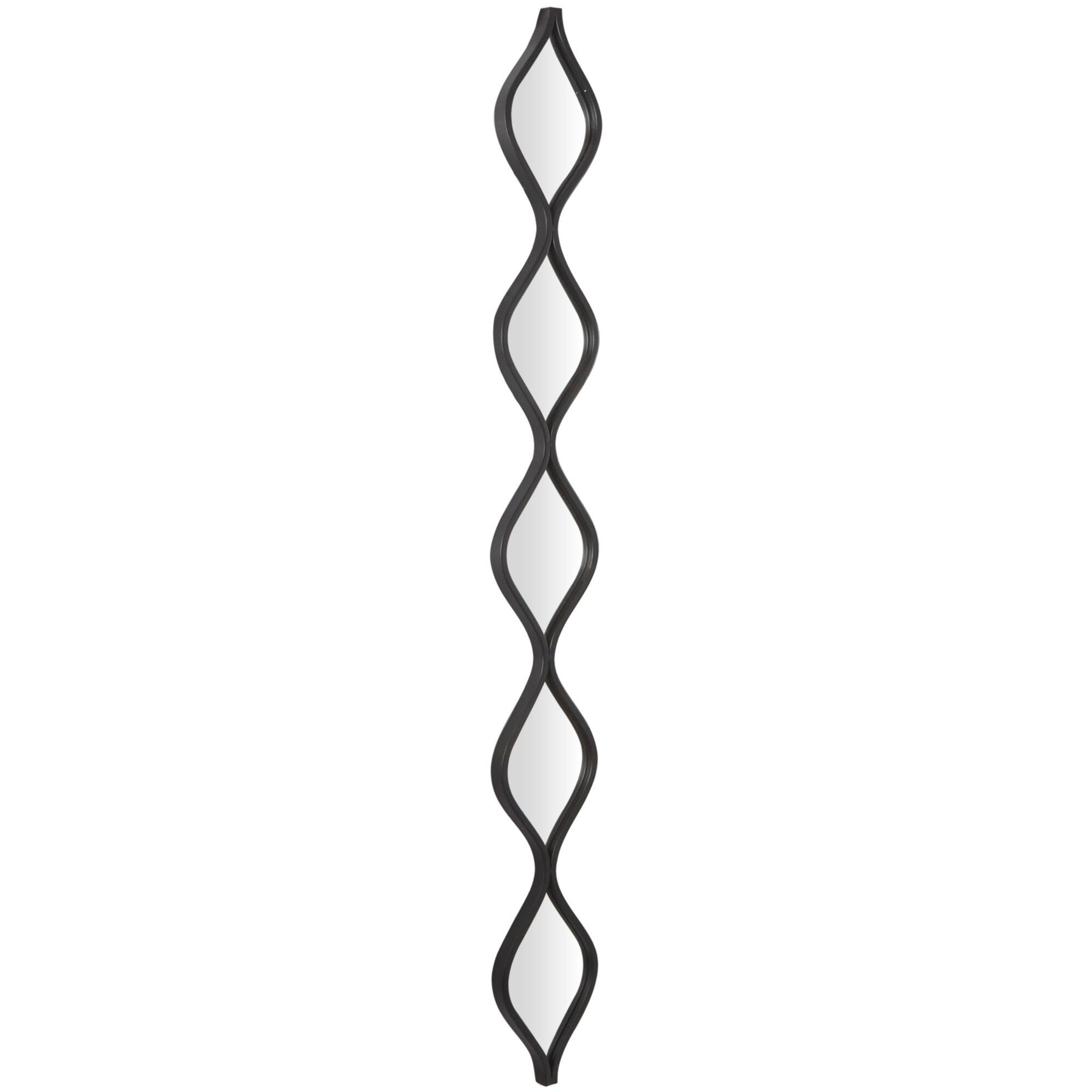 Black Metal Slim Stacked Chain 5 Layer Wall Mirror with Tear Drop Pattern 7" x 1" x 59"